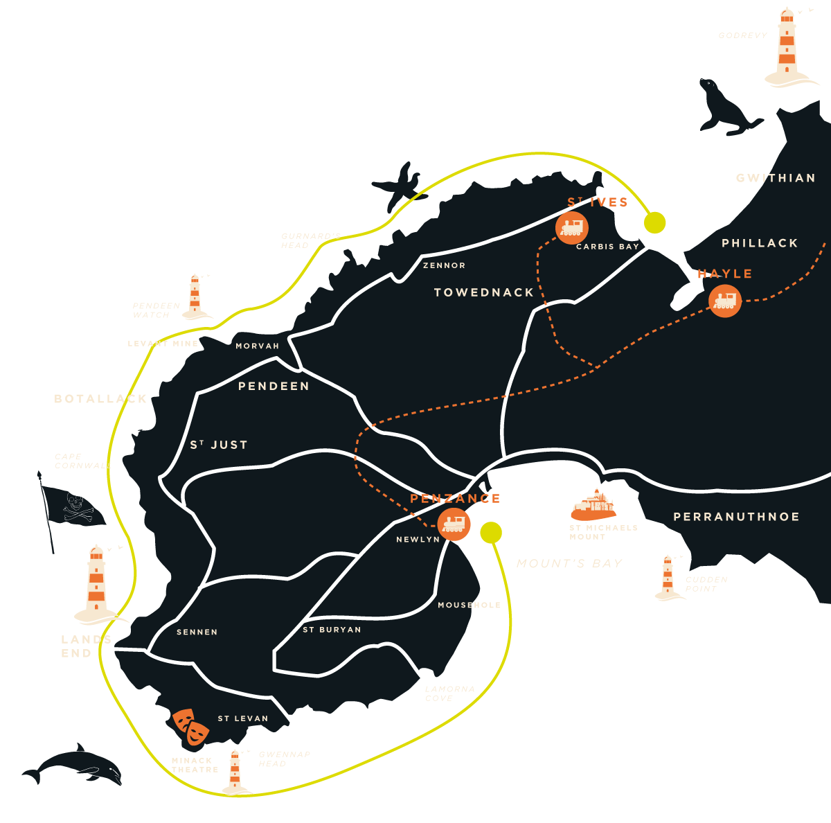 Rounding Cornwall Boat Trip Map